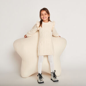 Robe manches longues en tricot uni pour fille  Main Robe manches longues en tricot uni pour fille