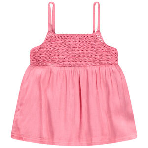Top liso con tirantes y busto de crochet niña 