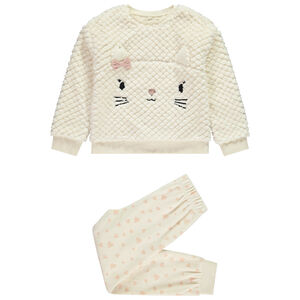 Pijama de sherpa y terciopelo con estampado de gato para niña  Main Pijama de sherpa y terciopelo con estampado de gato para niña
