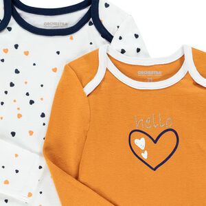 Pack de 5 bodies manga larga con estampado de corazones y conejitos para bebé niña 