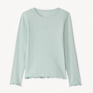 T-shirt manches longues avec cœur brodé pour fille    Main T-shirt manches longues avec cœur brodé pour fille