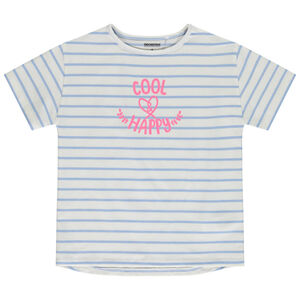 Camiseta de manga corta rayada y estampada para niña 