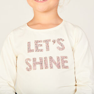 Camiseta de manga larga con estampado brillante y strass para niña  Main Camiseta de manga larga con estampado brillante y strass para niña
