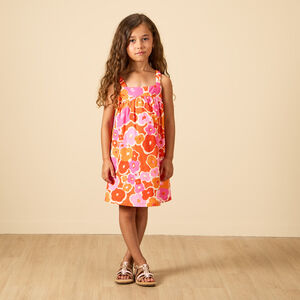 Robe à bretelles élastiquées imprimé fleurs plates pour fille 