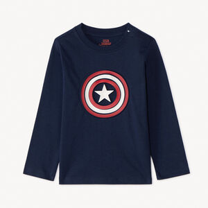 Camiseta de manga larga con estampado de Capitán América Marvel para bebé niño 