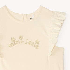 Camiseta de manga corta con volantes y estampado brillante niña bebé. 