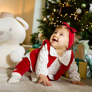 Conjunto largo de 3 piezas de Navidad para niña bebé 