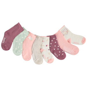 Pack de 8 pares de calcetines festoneados para bebé niña 