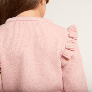 Vestido de manga larga de punto liso para niña 