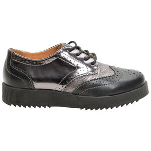 Zapatos derby plateados con texturas y suela elevada 