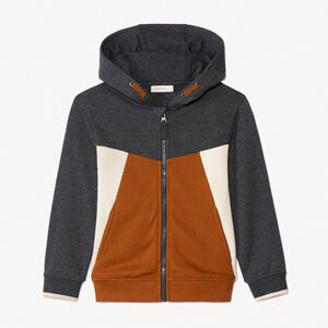 Chaleco de manga larga con efecto colorblock y capucha para niño.  Main Chaleco de manga larga con efecto colorblock y capucha para niño.