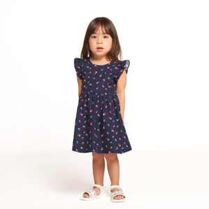 Vestido de manga corta con estampado de flores para niña bebé 