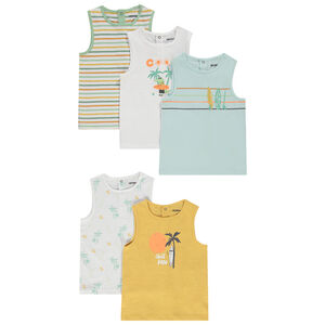 Pack de 5 débardeurs de jersey estampados surf para bebé niño 