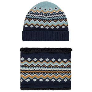 Conjunto de gorro y cuello de punto con forro de sherpa para niño 