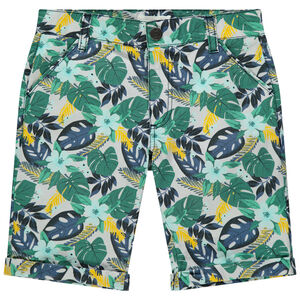 Bermuda en toile à imprimé végétal all-over 