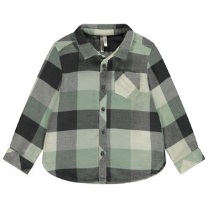 Camisa de cuadros de manga larga con bolsillo para niño 