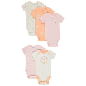 Pack de 5 bodies en punto de jersey para bebé niña 