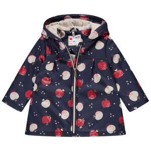 Parka gomme à capuche imprimé pommes pour bébé fille Main Parka gomme à capuche imprimé pommes pour bébé fille