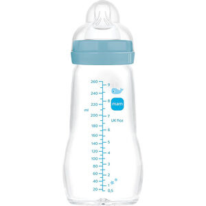Biberón de cristal Feel good 260ml (diseño aleatorio) - Azul 