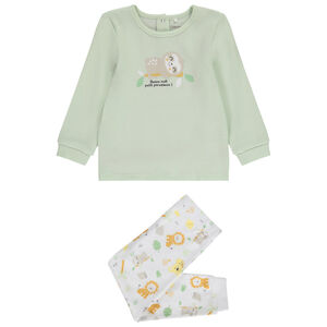 Pijama de 2 piezas fantasía animales en punto canalé para bebé niño 