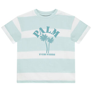 Camiseta de manga corta fantasía en punto otomán para niño 