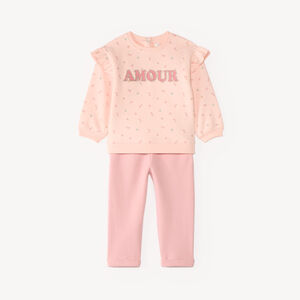 Conjunto de chándal para bebé niña con estampado de flores 