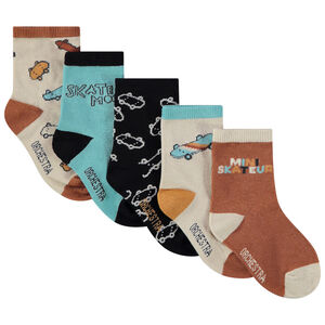 Pack de 5 pares de calcetines con estampado de skate para bebé niño 