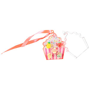 Pack de 5 anillos de fantasía con caja en forma de cupcake niña 