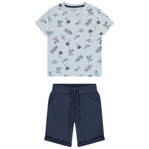 Conjunto 2 piezas con camiseta estampada de surf para niño 
