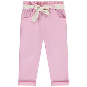 Pantalón de lona con cinturón estampado para bebé niña 