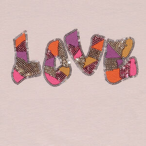 Camiseta manga corta motivo Love con lentejuelas niña 