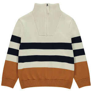 Jersey de rayas con cuello camionero de punto para niño 