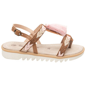 Sandales à pompon et brides esprit ethnique pour fille 