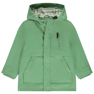 Parka goma repelente al agua con forro a rayas para niño 