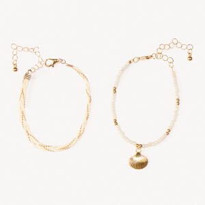 Lote de 2 pulseras de perlas para niña 