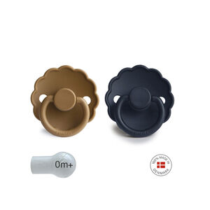 PACK 2 CHUPETES BLOCK SILICONA DAISY CAPPUCCINO/DARK NAVY 0+ 