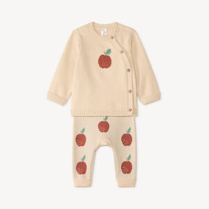 Conjunto de 2 piezas para bebé niña de punto con diseño de manzana. 