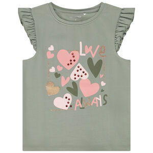 T-shirt manches courtes volantées motif fantaisie pour fille 