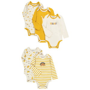 Pack de 5 bodis de manga larga en jersey con estampado de dinosaurios para bebé niño Main Pack de 5 bodis de manga larga en jersey con estampado de dinosaurios para bebé niño