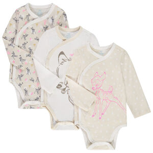 Lot de 3 bodies manches longues en jersey print Bambi Disney pour bébé garçon Main Lot de 3 bodies manches longues en jersey print Bambi Disney pour bébé garçon