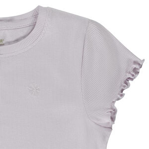 T-shirt manches courtes uni effet côtelé pour fille 