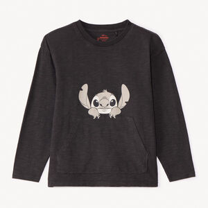 T-shirt manches longues à poche Stitch Disney pour garçon Main T-shirt manches longues à poche Stitch Disney pour garçon