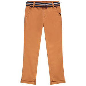 Pantalon chino en twill satin avec ceinture rayée pour garçon Main Pantalon chino en twill satin avec ceinture rayée pour garçon