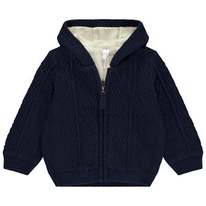 Chaleco de punto liso con diseño trenzado para bebé niño. 