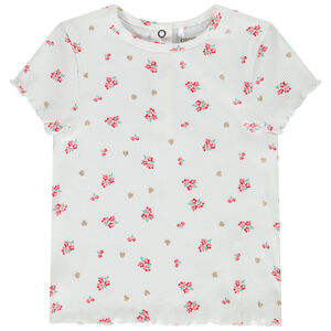 Camiseta de manga corta efecto canalé para bebé niña 