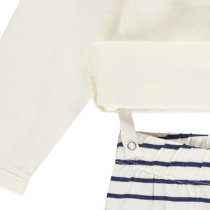 Conjunto de pijama de 2 piezas con ballena y rayas para bebé con acabados diferentes según la edad 