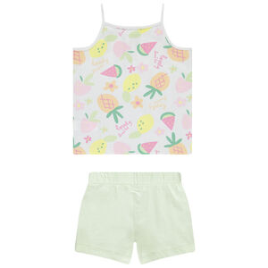 Conjunto de 2 piezas con camiseta sin mangas estampada de frutas niña. 