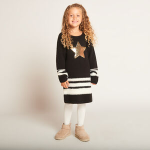 Vestido de punto con estampado de estrellas y lentejuelas para niña  Main Vestido de punto con estampado de estrellas y lentejuelas para niña