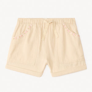 Short de tela con bordado de corazón para niña bebé 