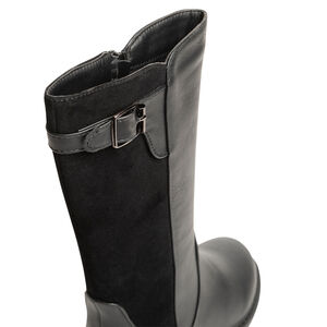 Botas de montar negras para niña con tiras y hebilla decorativa 